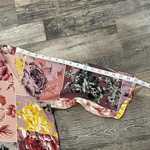 Cynthia Rowley Floral Patchwork Print Button Up Top Size 1X Bloomcore Cottage - Picture 10 of 12